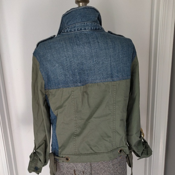 Anthropologie Pilcro Denim & Military Green Trucker Jacket Size S - Picture 4 of 5